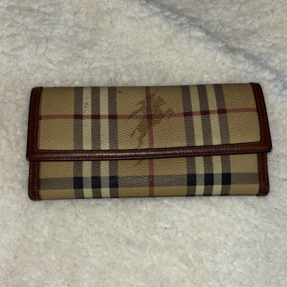 Burberry Vintage Tan and Brown Checkered Wallet